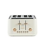 Salter Pebble 4 Slice Toaster – Wide Slot Bread Toaster with High Lift Eject, 6 Browning Levels, Self-Centring Slots, Removable Crumb Tray, Defrost/Reheat/Cancel, Stone