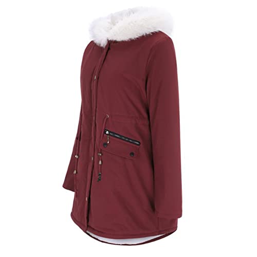 Byoimud Women's Winter Coats Fleece Parkas Anoraks Hooded Military Fur Collar Jacket Coats Lined Down Faux Fur Puffer Jackets #TOP4