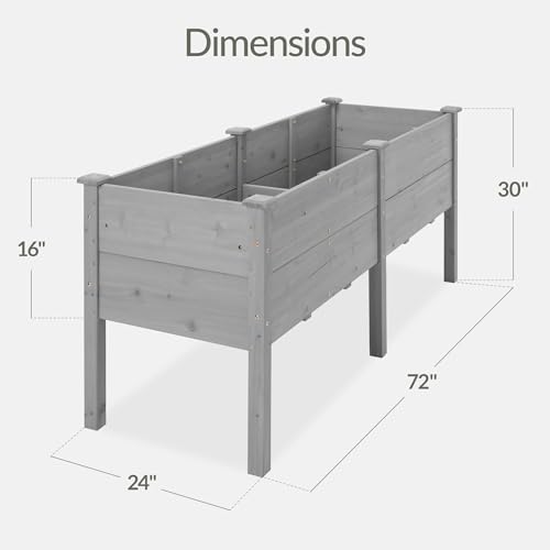 Image of Best Choice Products 72 inch x 24 inch x 30 inch Raised Garden Bed with Extra Deep 16 inch Depth, Elevated Wood Planter Box Stand for Backyard, Patio, Balcony, Natural Fir Wood - Gray