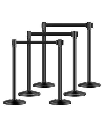 VEVOR Stanchion Post, 6 Pcs Stanchions with Retractable Belts, Carbon