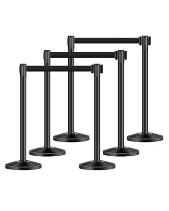 VEVOR 6 Pcs Stanchion Post with Retractable Belts, Crowd Control Barriers for Events and Venues