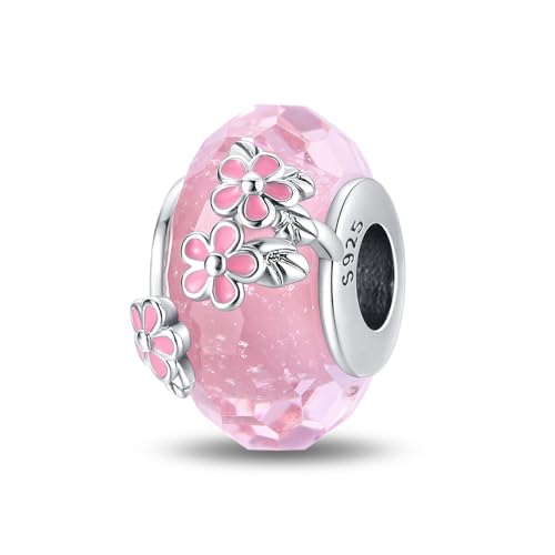 Pandach Charme Argent Sterling 925 Femmes Perles Murano Charm avec 5A Zircone Compatible pour Pandora & Européen Bracelets