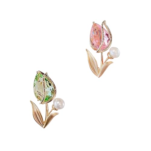 Image of Elegant Floral Brooch Pins for Women, Crystal Pearl Rhinestone CZ Flower Lapel Pin Wedding Party Exquisite Brooches and Pins for Women Ladies