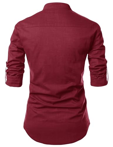 Image of Fifth U Men's Cotton Polyester Blend Solid Mandarin Collar Self Design Full Sleeve Casual Short Kurta