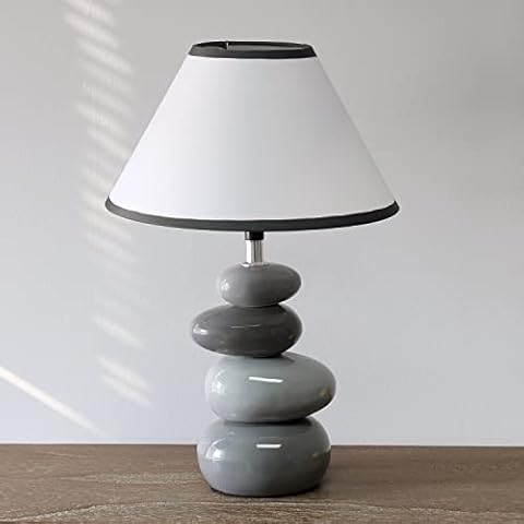 Simple Designs LT3052-GRY Shades of Gray Ceramic Stone Table Lamp Cover