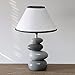 Simple Designs LT3052-GRY Shades of Gray Ceramic Stone Table Lamp