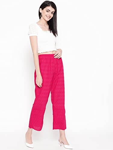 Image of Vastraa Fusion Women's Regular Fit Cotton Chikan Palazzo