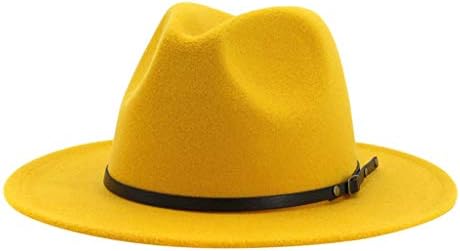 Cowboy hat for Unisex Men & Women Vintage Wide Hat with Belt Buckle Adjustable Outbacks Hats Yellow One Size