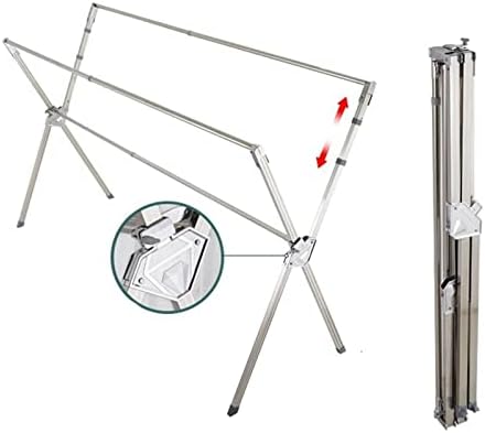 Indoor Outdoor Clothes Drying Rack Foldable Clothes Rack.Folding Clothes Hanger - Heavy Duty Stainless Steel Adjustable Laundry Drying Rack for Indoor and Outdoor Use - Foldable and Space-Sa