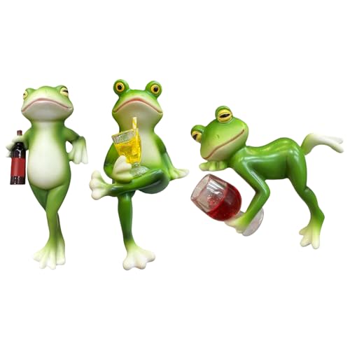 BnyHjir Lot de 3 suspensions pour pot de fleurs, statues de grenouilles de jardin, décorations 3D artisanales, figurines de grenouille grimpantes, décorations d'animaux pour bureau, maison, pot de
