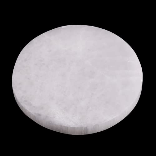 Selenite Charging Plate – 4" Round Selenite Crystal – Mined & Crafted in Morocco – Ideal for Cleansing Crystals & Healing Stones, Meditation, Reiki – Protection Crystals – Spiritual Gifts & Decor