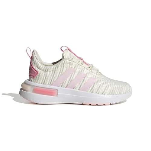 adidas Tênis Racer Tr23 com cadarço, Branco/Rosa Claro/Rosa, 21