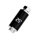 LED Shower Head Water Temperature Display with Real-Time Thermometer, Hydroelectric Power Generation, No Battery Needed, for Baby Bath, Black + Silver