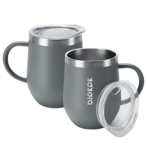 Image of BJPKPK 12 oz Stainless Steel Insulated Coffee Tumbler with Lid for Hot Drinks & Cold Drinks-2 Pack-Gray