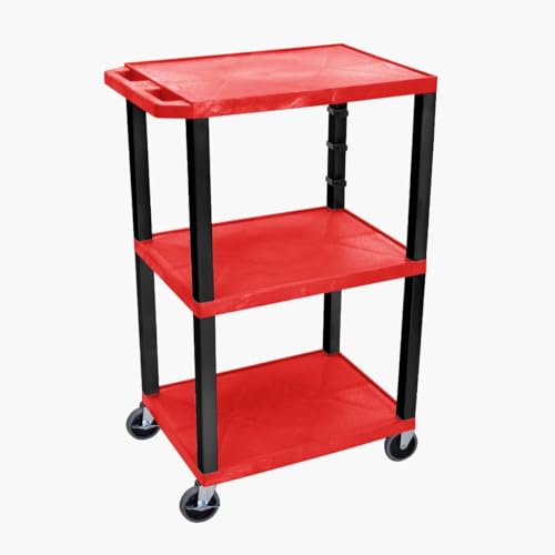 Luxor Utility Cart, 3 Shelf, 42 Inch — UCPL1R-B 42″ 3-Shelf