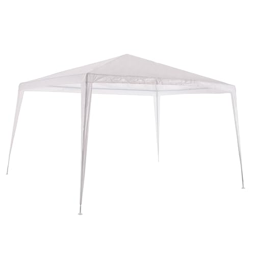 LOLAhome Carpa Cenador Gazebo Desmontable 3 x 3 m Blanco | con Tubos de Acero de Alta Resistencia, Protección UV, Rafia PE Resistente Lluvia| para Playa, Camping, Jardín, Patio, Terraza, Exteriores