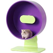 Silent Hamster Wheel 8.7 Inch Dual-Bearings Small Animals Quiet Running Exercise Wheels, Height Adjustable for Dwarf Hamsters, Gerbils, Mice, Hedgehog, or Other Small Pets, Grape Purple