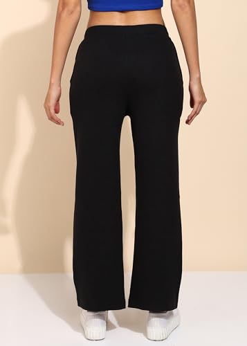 Image of Alan Jones Clothing Women's Straight Fit Mid Rise Solid Stretch Waffle Straight Pants