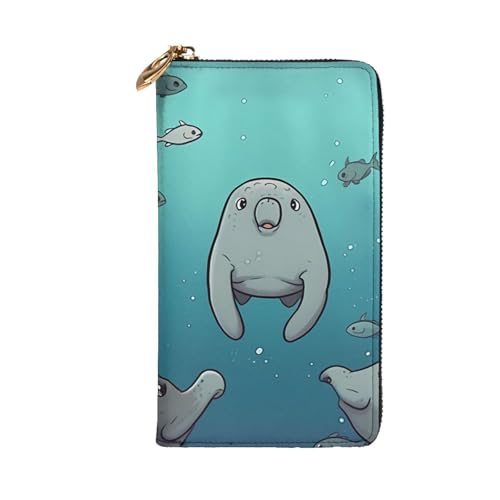 Crazy Save Manatee Wallet For Women Men Clutch Rfid Blocking Leather Wallets Large Capacity Purse Credit Card Holder Money Case With Zipper Phone Holder Long Travel Purse2