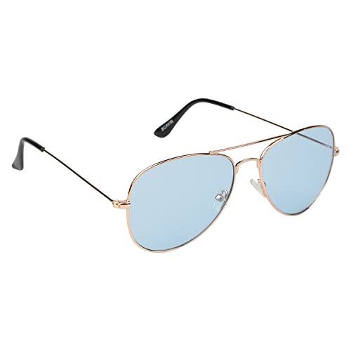 Image of Unisex UV Protected Aviator Shaped Full Rim Sunglasses With Assorted Colored Sunglasses Case, Frame - Plastic, Polycarbonate Lens