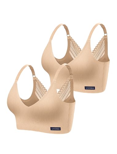 Image of Livona Wireless Bras for Women - Comfort Bralettes with Support Adjustable Seamless Sports Bras Lace Cami Crop S-XXL