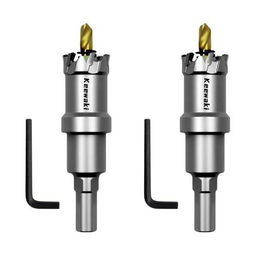 Keewaki 19mm Hole Saw Kit – 2PCS Carbide Hole Saw Drill Bit for Metal, Stainless Steel, Aluminum, Plastic, Wood – Heavy Duty Cutter Set