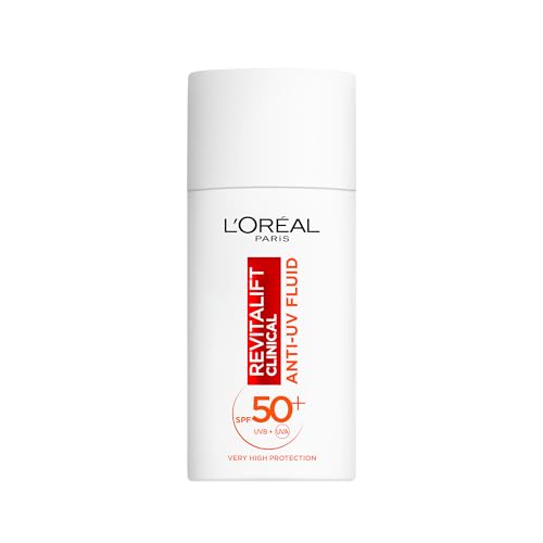 LOréal Paris Revitalift Clinical SPF 50+ Invisible UV Fluid Protect Prevent and Improve Ageing Signs Non-Oily Formula for All Skin Tones Advanced UV Protection and Antioxidant Vitamin C 50ml