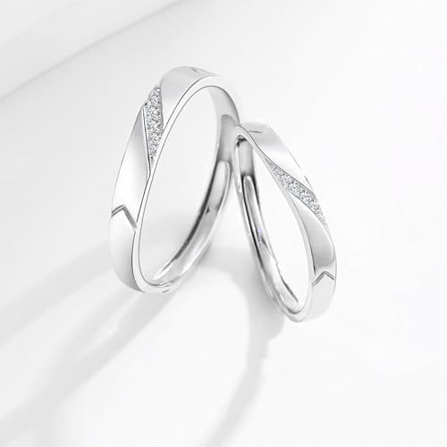 Bague ajustable argent couple pour sceller une promesse d'amour - 5