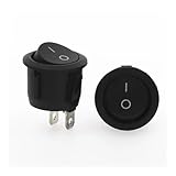  100Pcs 20mm Diameter Small Round Rocker Switches Black Round Black White Red 2 Pin ON-OFF Rocker Switch Control switch(Black 100Pcs)
