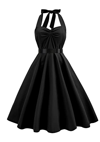 Yming Ärmelloses Rockabilly Kleid Für Damen Lässiges Festivalkleid Audrey Hepburn Cocktailpartykleid Ärmellos Ärmelloses Schwarz Pure L