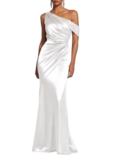 IIF One Shoulder Satin Prom Dress with Slit and Corset