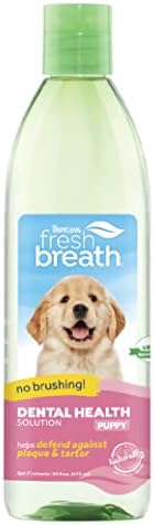 TropiClean Fresh Breath Dog Teeth Cleaning  Dog Dental Care for Bad Breath - Breath Freshener - Water Additive Mouthwash  Helps Remove Plaque Off Dogs Teeth, Original, 473ml