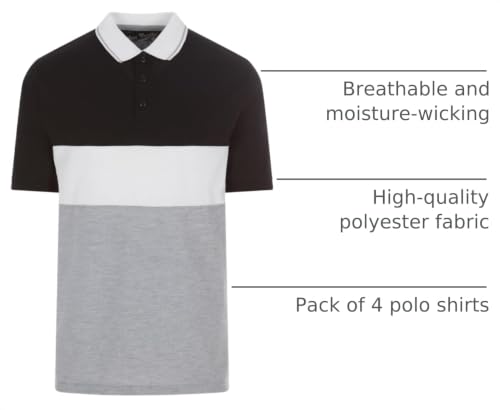 Camisetas polo para hombre de piqué, manga corta, paquete de 4 miniatura 4