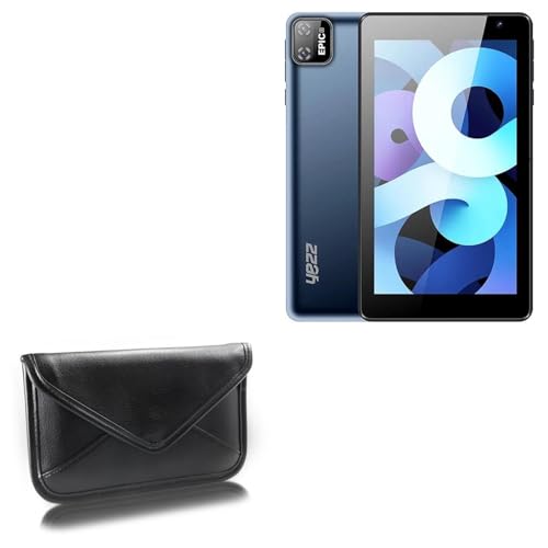 BoxWave Case Compatible with Yezz Epic 3 - Elite Leather Messenger Pouch, Synthetic Leather Cover Case Envelope Design - Jet Black