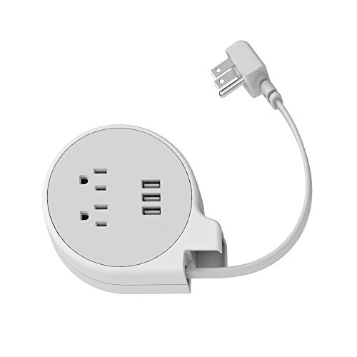 iHome Power Reach Tract Charging Station: Small Compact Manually Retractable Travel Power Strip