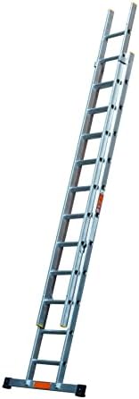 TB Davies 1102-001, Trade Double Extension Ladder, 3.0 Meter / 9.84 Feet, Extends To 5.0 Meters / 16.40 Feet, Comfort D-shaped Rungs, 3-Year Warranty, EN131 Professional