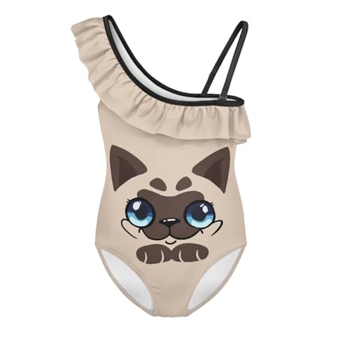 Girls One Piece Bathing Suit Breathable Single Ruffle Swimsuit Hawaii Halter Beachwear Summer Vacation Suits