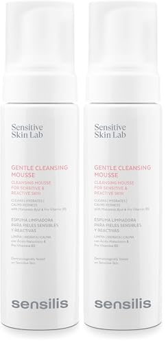 Sensilis - Gentle Cleansing Mousse, Espuma Limpiadora, Hidratante, Calmante para Pieles Sensibles Reactivas, con Ácido Hialurónico B5-200 ml (Paquete de 2)