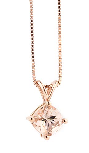 14 Karat Rose Gold Cushion Cut 1.00 Carats Peach Pink Morganite Pendant2