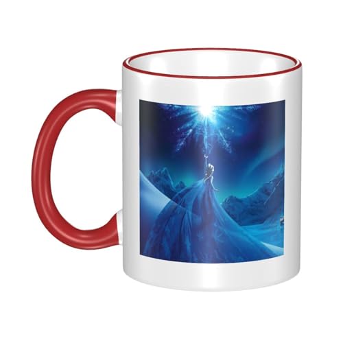 アナと雪の女王 (1) マグカップ 保温・保冷 電子レンジ対応 コーヒーカップ 陶器 セラミック 耐高温 軽量 個性人気 誕生日プレゼント大容量 Red