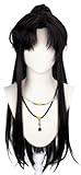 TEDPRBGE Long Straight Wig Chinese Ancient Style Wig Hanfu Wig Layered Wig with Bangs Cosplay Costume Wig Heat Resistant Synthetic Hair Wigs (Black)
