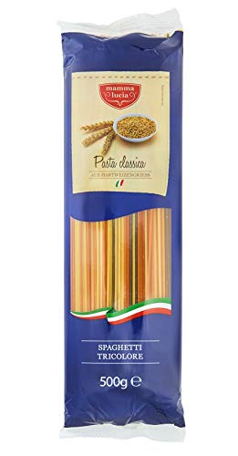 mamma lucia Pasta Spaghetti tricolore dreifarbig mit Tomate und Spinat, 5er Pack (5 x 500 g)