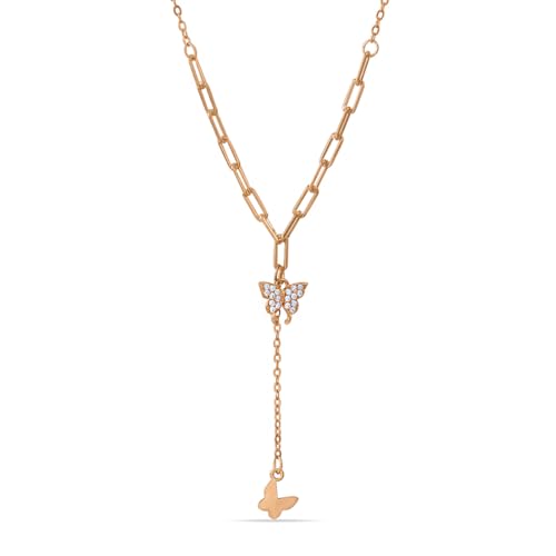 ZAVYA 925 Sterling Silver Rose Gold Plated Chain Necklace With Cu...