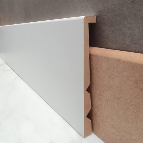 MadeInNature Surplinthe Bois Blanche Ajustable en MDF Prépeint, Plinthe de recouvrement Hauteur Ajustable & Longueur aux Choix, Fabrication Française – hauteur 13cm (8 ml)