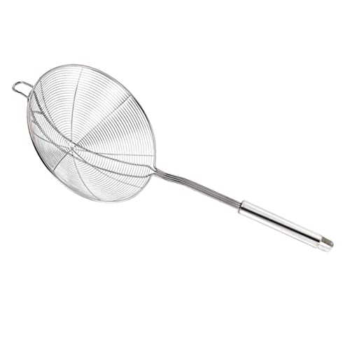 FUNNETOYU Colador Inoxidable con Mango Ergonómico Resistente al Calor Colador Doble de Malla para Pasta Frituras y Hot Pot Escurridor Seguro para Cocina Diaria