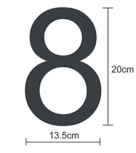 MOLVCE Hausnummer Anthrazit aus Edelstahl Höhe 20 cm, RAL 7016 Anthrazit Hausnummer Massivem Edelstahl Feinstruktur Pulverbeschichtet, Schrift Arial - Ziffer 8