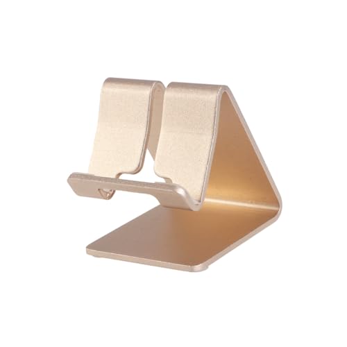 SMASOLO Metal Phone Stand Desk Holder Aluminum Alloy Triangular Support for Smartphones and - Tablets with Cable Management Non-slip Pads Gold