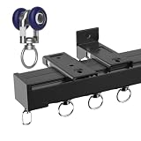 Binario per montaggio a soffitto in alluminio, asta singola da 6 m per tende e divisori, bianco/nero, ideale per doccia e soluzioni per la privacy