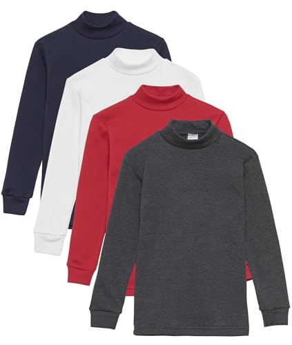 Camiseta termica Interior niño Cuello Medio Alto Semi Cisne niño Manga Larga Colores Lisos (Pack Multicolor B, 6 años)