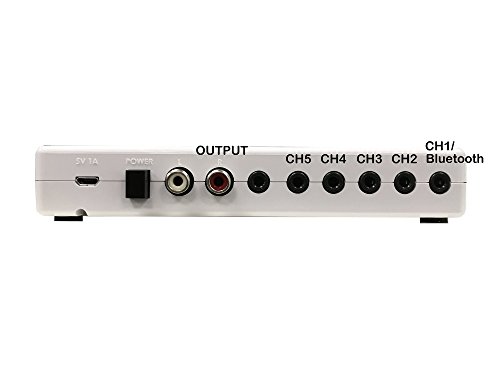JUST MIXER 5 with Bluetooth Input & USB Audio Output - Compact USB Powered Stereo Desktop Mixer with 5 In (3.5mm / Bluetooth on CH1) and 3 Out (3.5mm / RCA/USB)